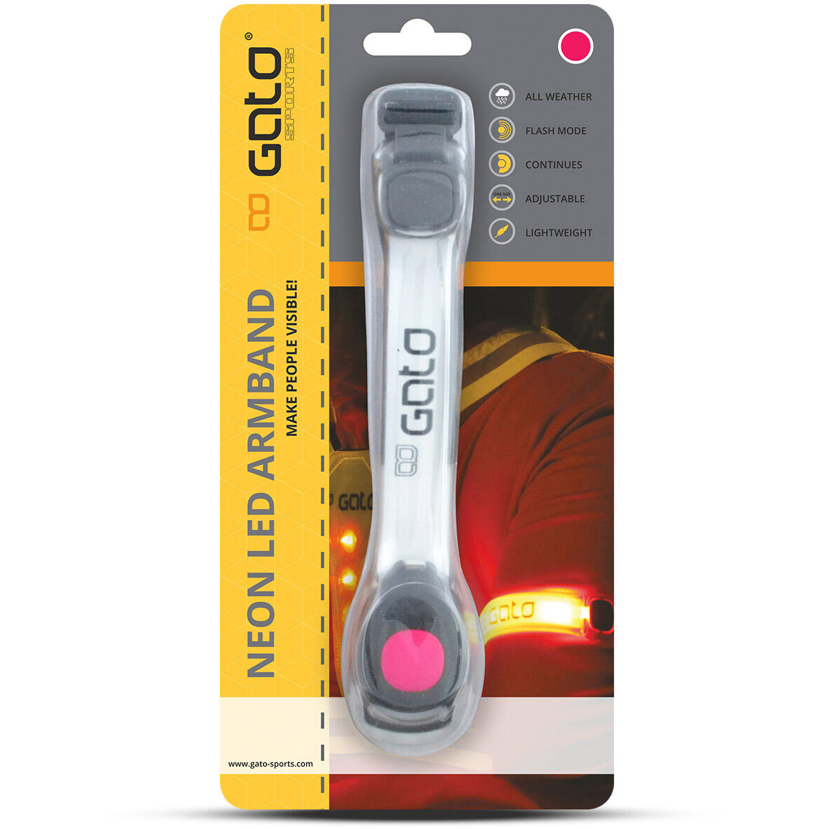 Outwet Gato-Armband mit LED-USB Einheitsgröße Neonrosa 2/4