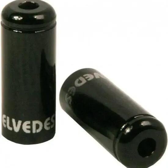 Elvedes Aluminium Cable End Caps, Black, 4.2 mm, Pack of 50.