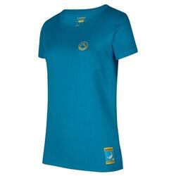 T-shirt femme La Sportiva Climbing on the Moon turquoise/jaune respirant