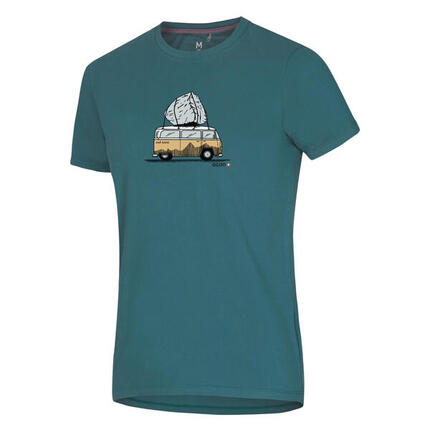 T-shirt homme Ocún Classic T 100% coton bleu, coupe régulière, manches courtes