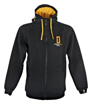 Hoodie Full Zip Singing Rock, schwarz, gelb gefüttert, 90/10 Baumwolle-Polyester