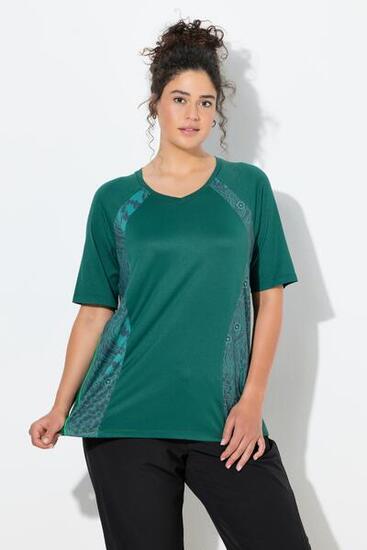 Damen Funktionsshirt Blüten/Leo V-Ausschnitt Halbarm