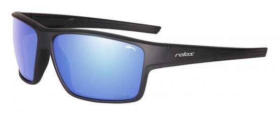 Lunettes sport Relax Rema R5414F noir mate, polarisantes Ice Blue UV400