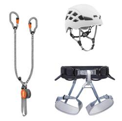 Kit via ferrata Petzl Vertigo, longe Scorpio, harnais Corax, casque Boreo