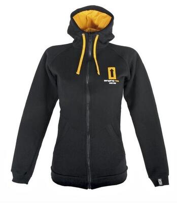 Damen-Hoody Singing Rock L schwarz/gelb Kapuze Full-Zip 90% Baumwolle