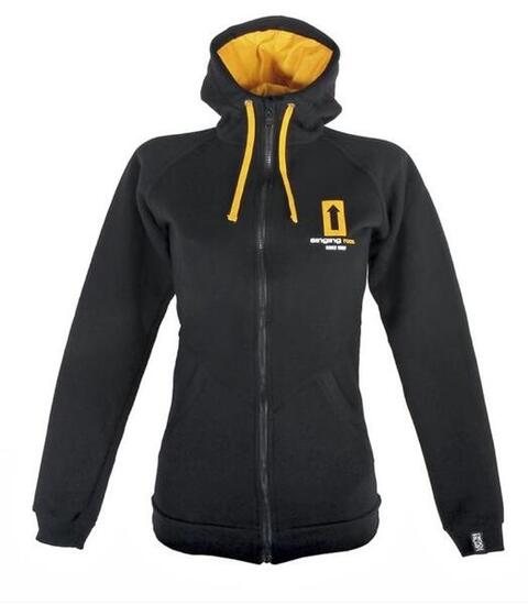Damen-Hoody Singing Rock L schwarz/gelb Kapuze Full-Zip 90% Baumwolle