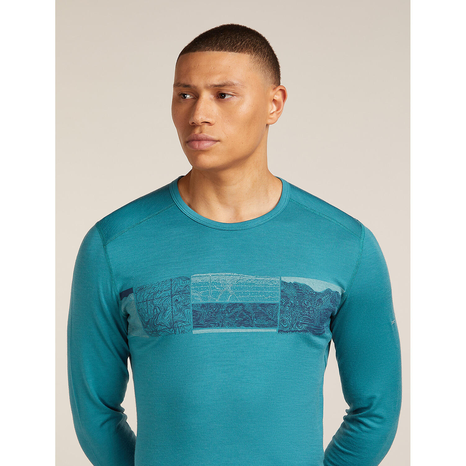 ICEBREAKER Koszulka męska Merino 200 Oasis LS Crewe Elevation Lin Topaz-XL 5/7
