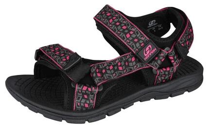 Unisex-Sandalen Hannah FEET Jazzy grau-rosa robuste Sohle antirutsch Fußbett