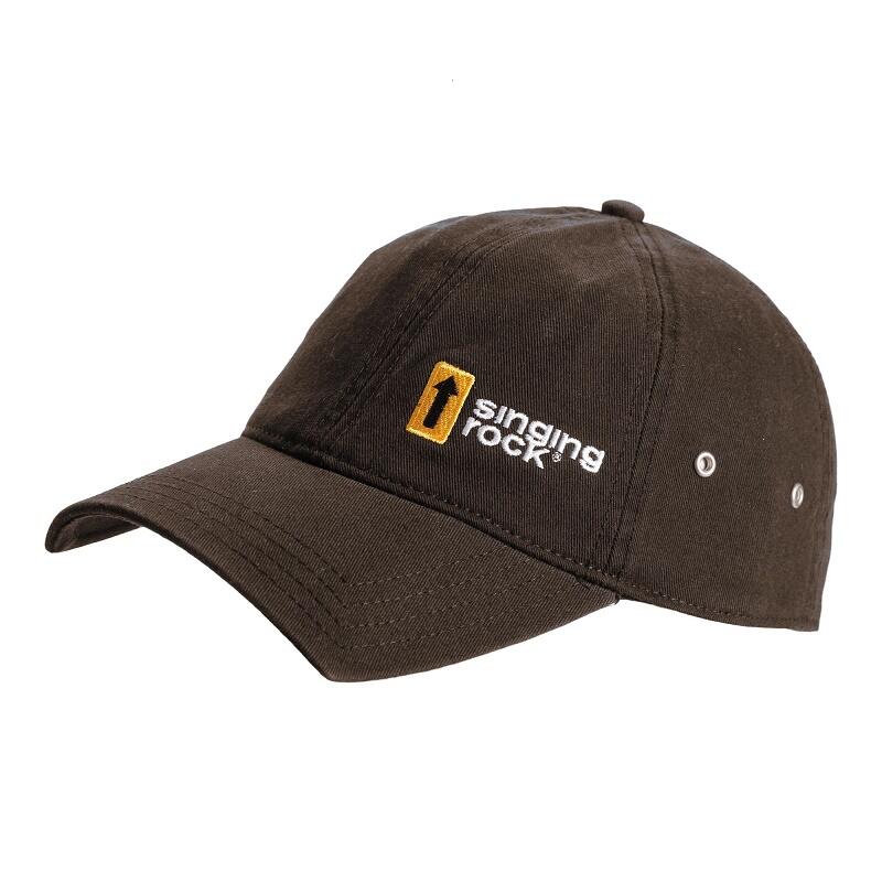 Gorra béisbol SINGING ROCK 100% algodón visera curva ajustable marrón negro 1/1