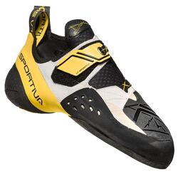 La Sportiva Solution homme blanc/jaune, semelle Vibram XS Grip2, lacet rapide