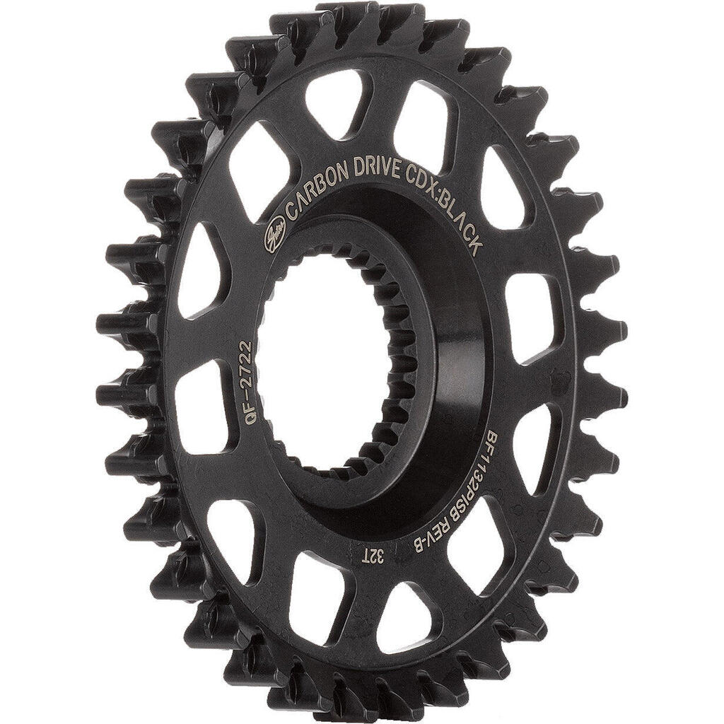 Gates CDX 32T Fin Line chromoly pinion — black.