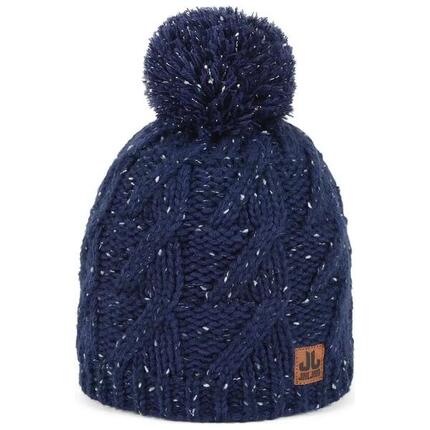 Strick Mütze Blau Braies-Hat Beanie - Wintermütze mit Pompon Pudelmütze