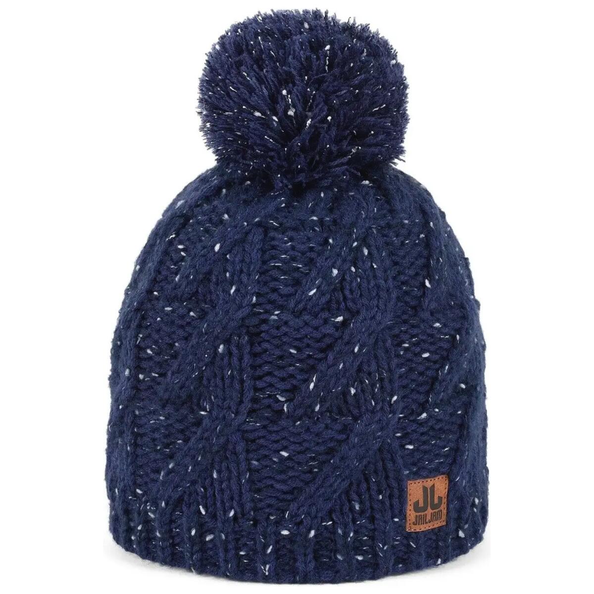 NORSKSKIN Strick Mütze Blau Braies-Hat Beanie - Wintermütze mit Pompon Pudelmütze
