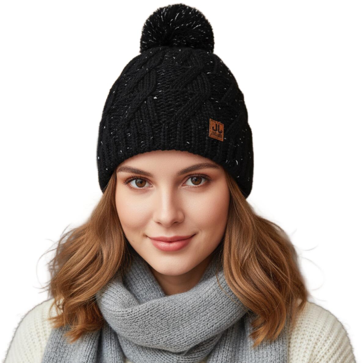Pudelmütze Strick Mütze Braies Hat schwarz Beanie - Wintermütze mit Pompon 2/5