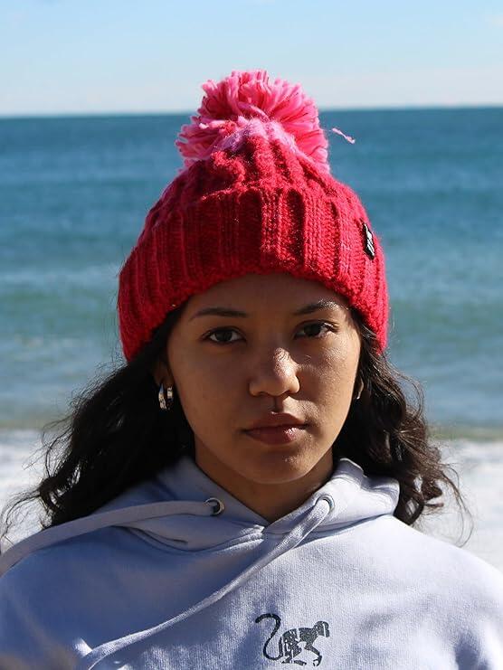 Gorro Pompón - Talla Única - Forro Interior - Unisex (Rojo/Rosa) 5/6