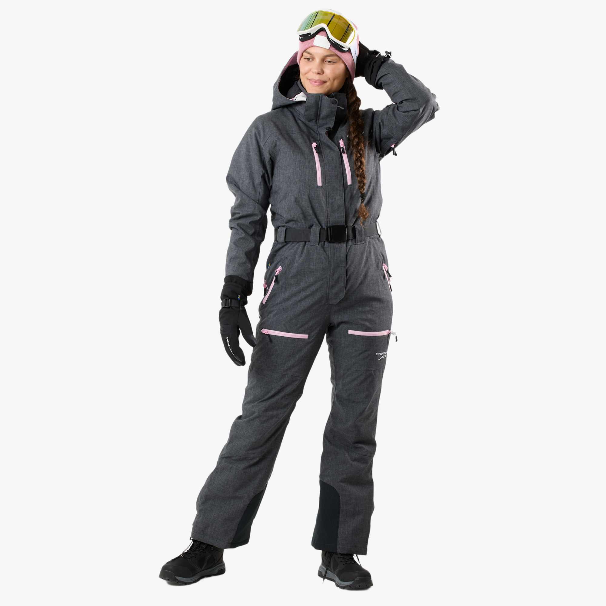 Swedemount - Combinaison Ski Femme Hiver Imperméable Coupe-vent Respirante Cervinia Long - Combinaison De Ski - Gris|marron|rose - Decathlon