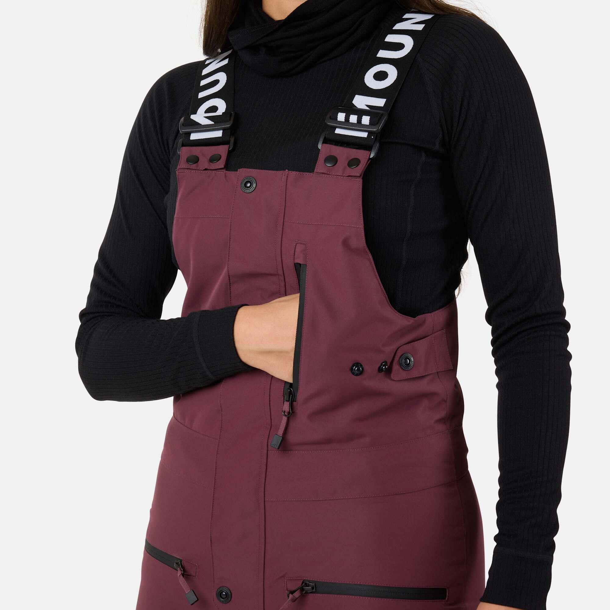 Pantalon À Bretelles Ski Femme Imperméable Freeride 7/8