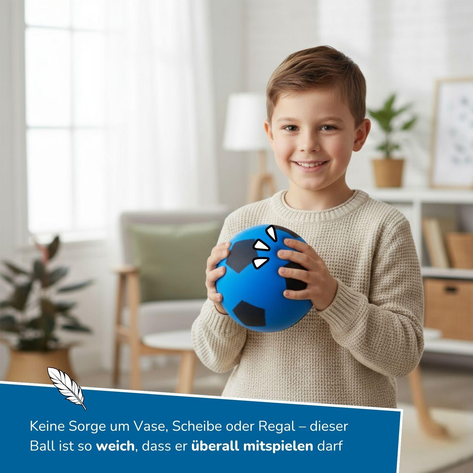 6er Set Schaumstoffbälle Ø 20 cm, blaues Fußball-Design, weiche Bälle für Kinder 3/7