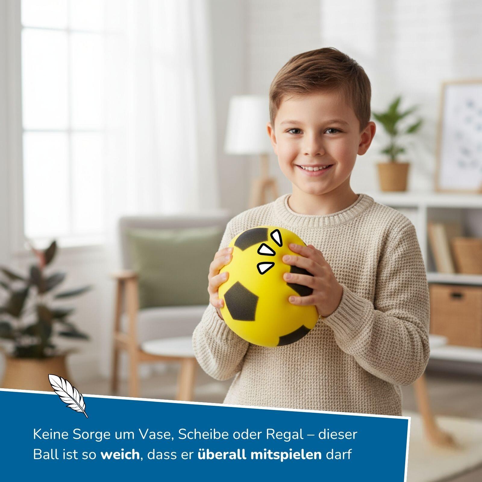 6er Set Schaumstoffbälle Ø 20 cm, gelbes Fußball-Design, weiche Bälle für Kinder 3/7