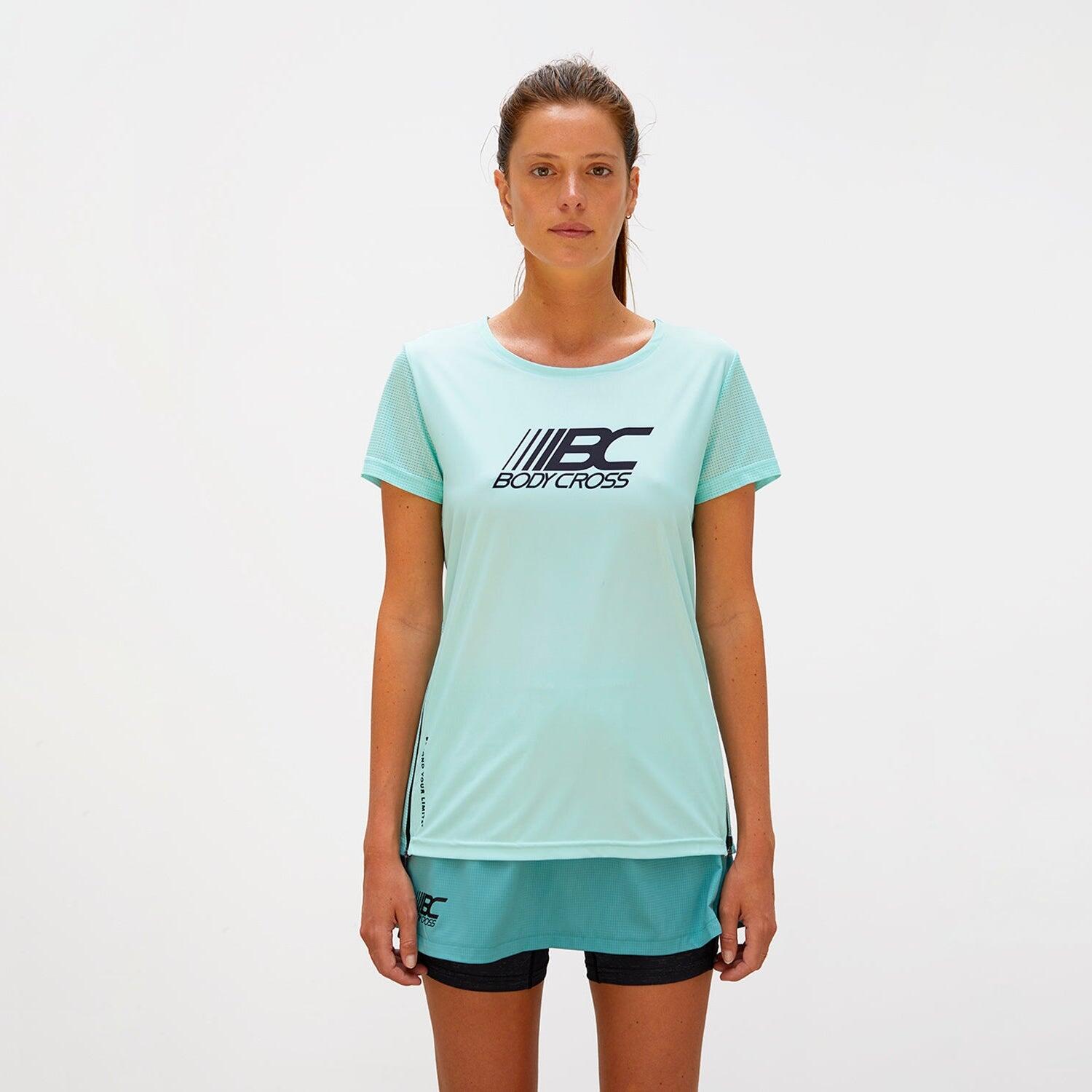 Bodycross - T-shirt Aération Maximale Femme Running Ziprun - T-shirt Manches Courtes - Vert - 40 M - Decathlon