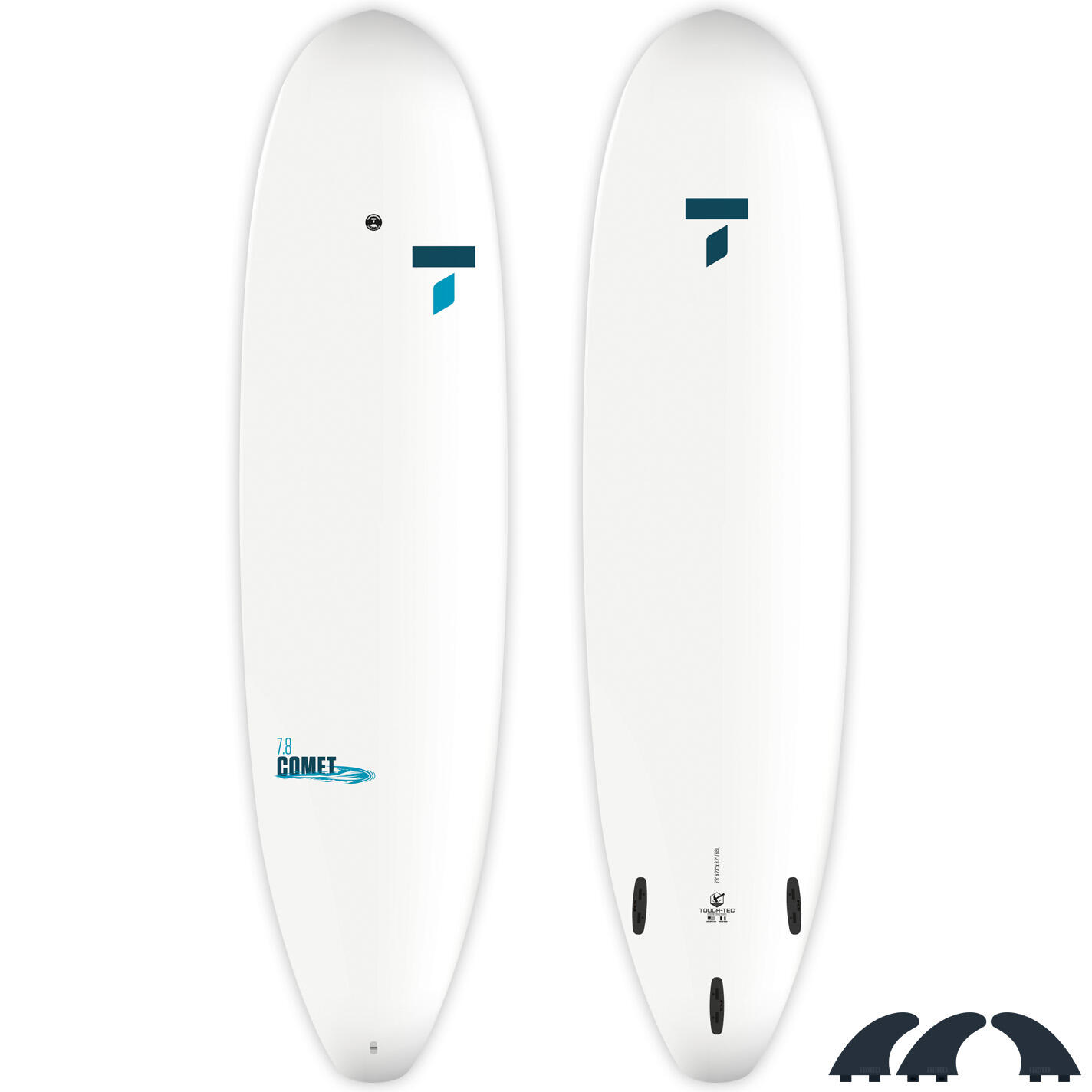 Tahe - Surf 7'8 Comet – Surf Stable Pour Progresser. Fabrication Française. - Planche De Surf - Blanc|bleu - Decathlon