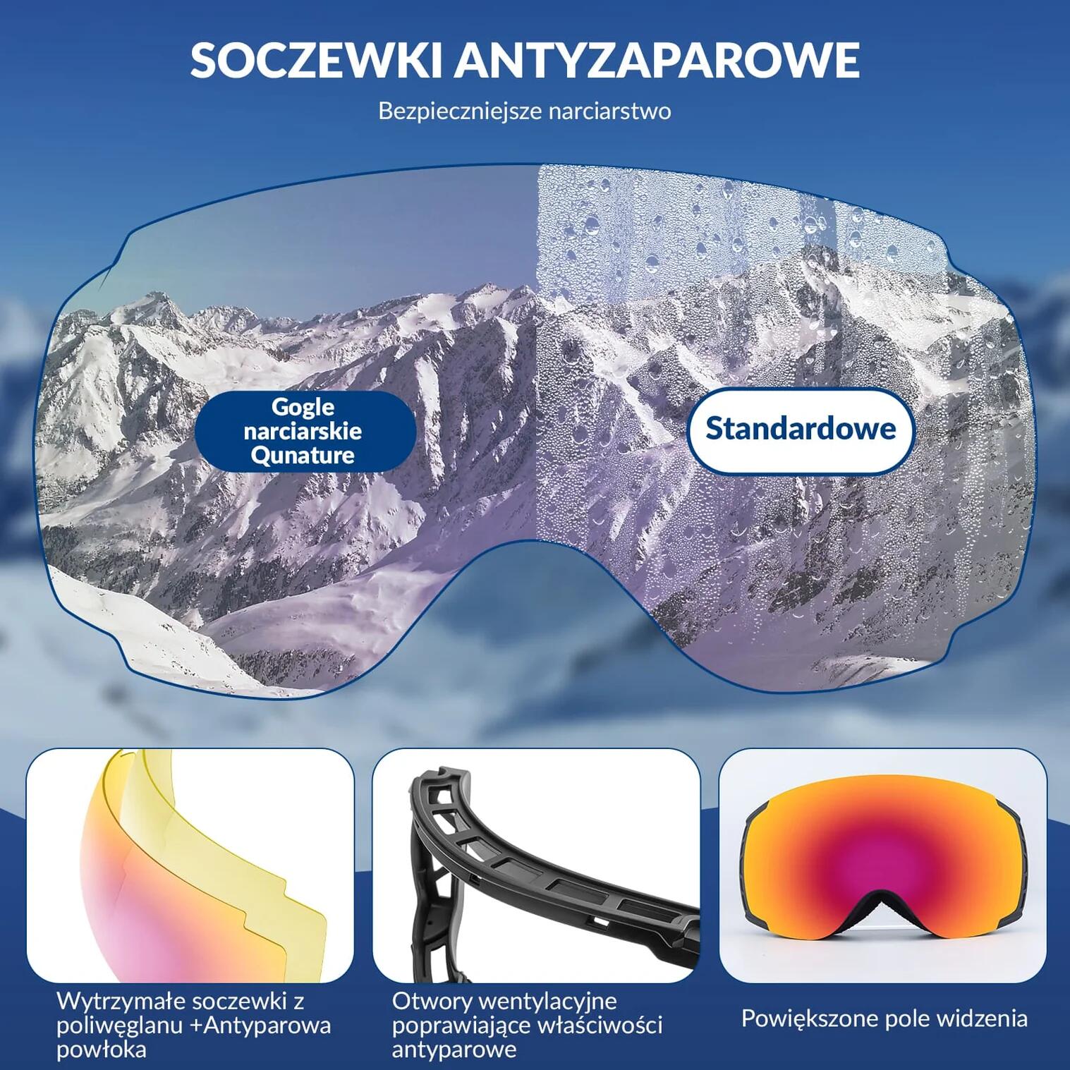 Gogle narciarskie dla dorosłych - Qunature Q023-005 6/6