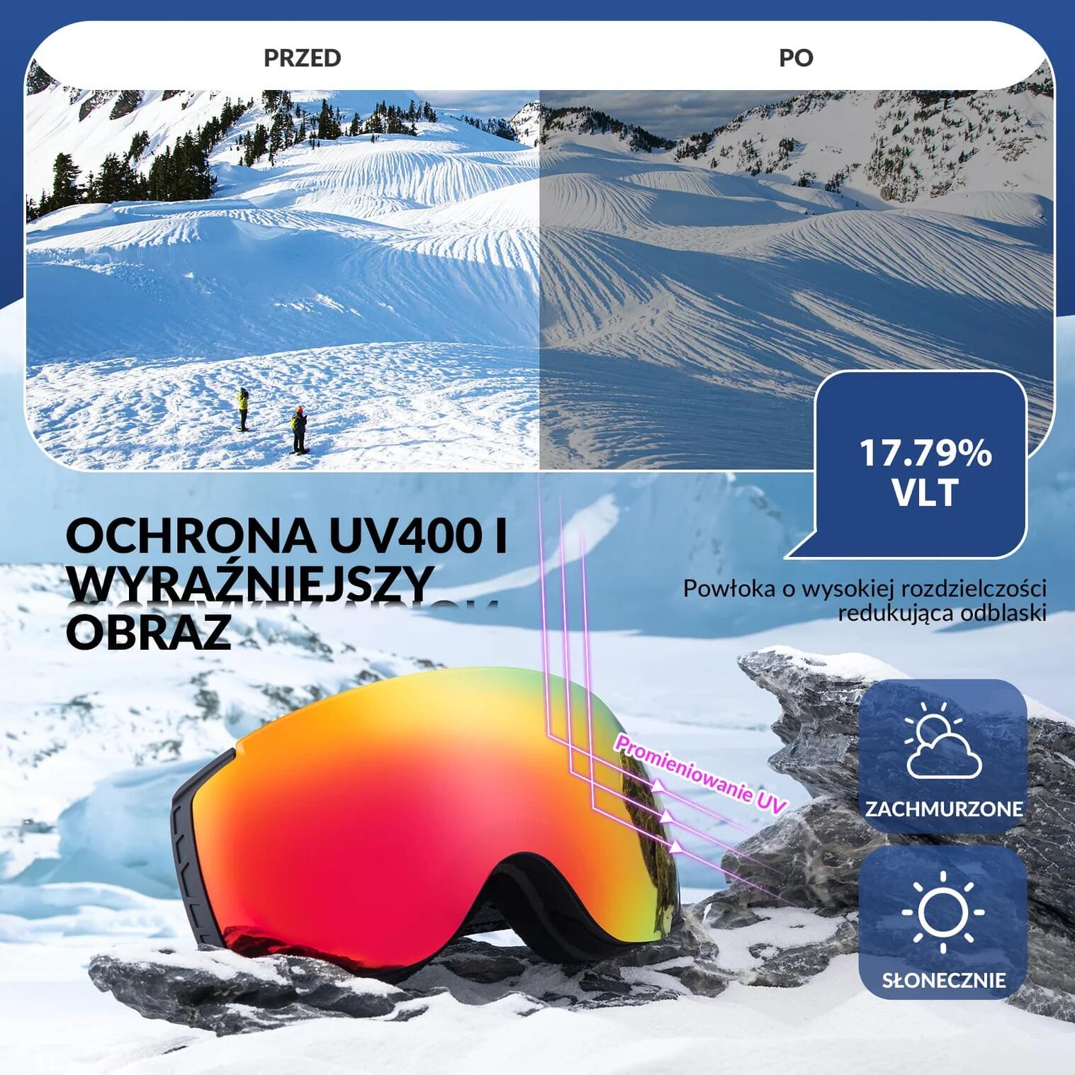 Gogle narciarskie dla dorosłych - Qunature Q023-005 5/6