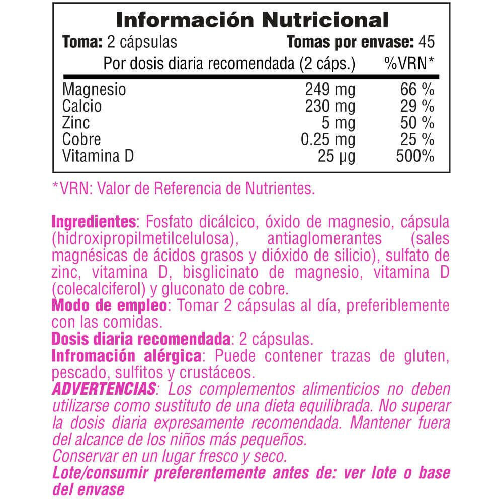 Calcio, Magnesio e Zinco - 90 Capsule Vegetali Smart Supplements 4/5