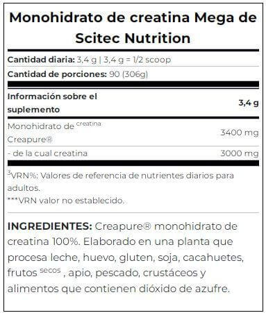 Mega Creatine Monohydraat (Creapure®) - 306 g Scitec Nutrition 3/4