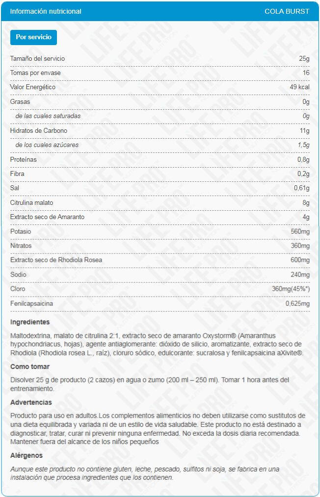 LIFE PRO WILD PUMP NON STIMULANT 400G - Pre-Entreno Sin Estimulantes 4/5