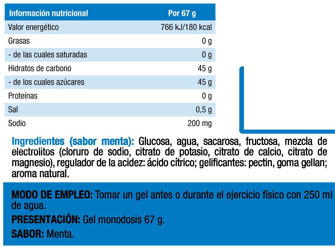 Gel Hi Carbo Jelly Gel con Cafeína 1:0,8 Series - 67g Menta Victory Endurance 2/3