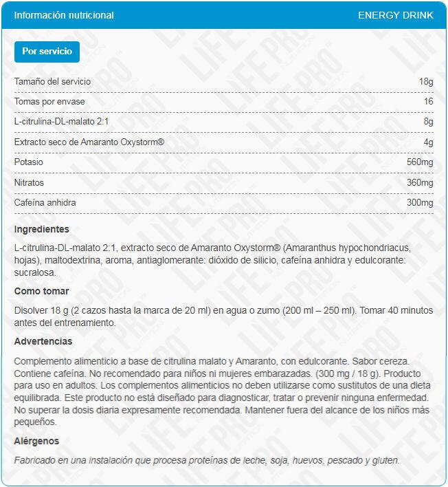 Bebida pre-entrenamiento Life Pro Rage Pro 290g 4/5