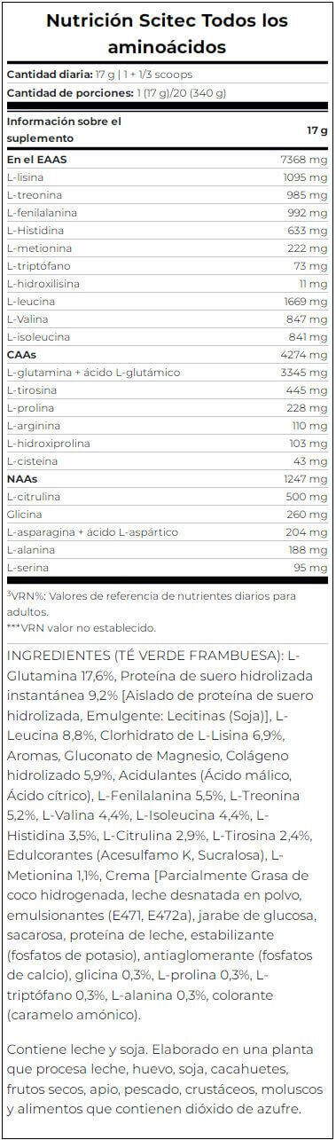 All Aminos - 340g thee met framboos Scitec Nutrition 5/6