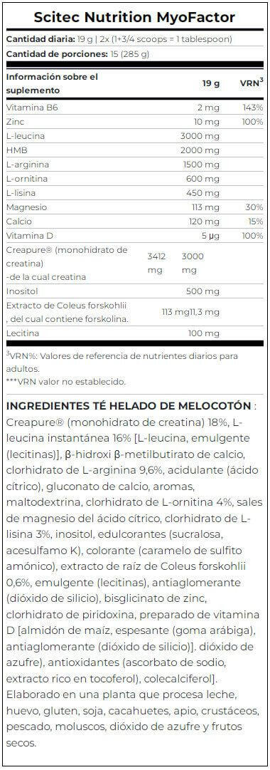 Myo Factor - 285g Te al melocotón Scitec Nutrition 4/5