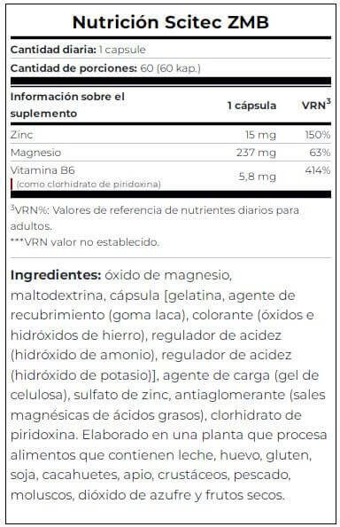 ZMB6 (ex. ZMA) - 60 capsules de Scitec Nutrition 4/5