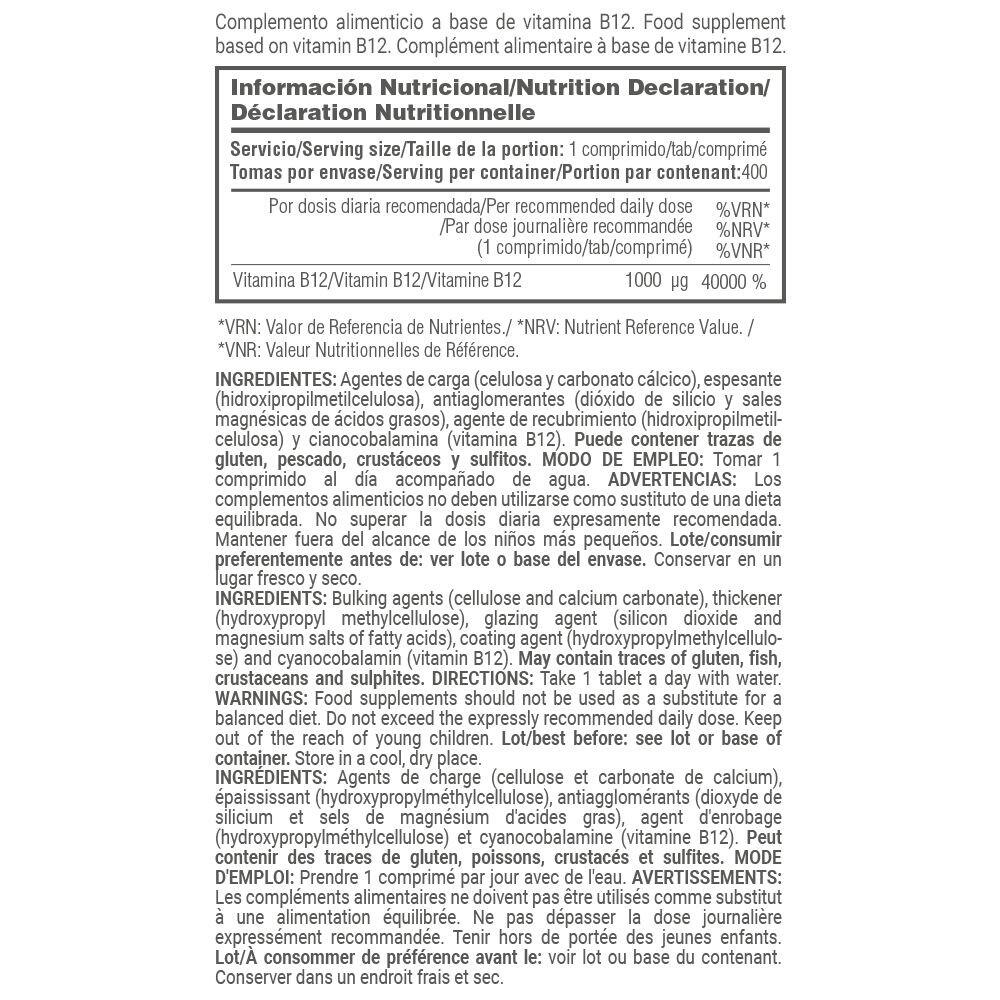 Vitamin b12 1000μg - 400 tablets de MASmusculo 4/5