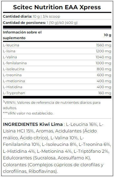 Acides aminés essentiels - EAA Xpress - Kiwi Citron Vert 400g 4/5