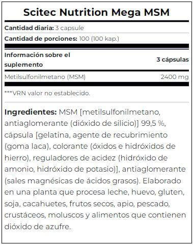 MSM - Mega MSM - 100 Gélules 4/5