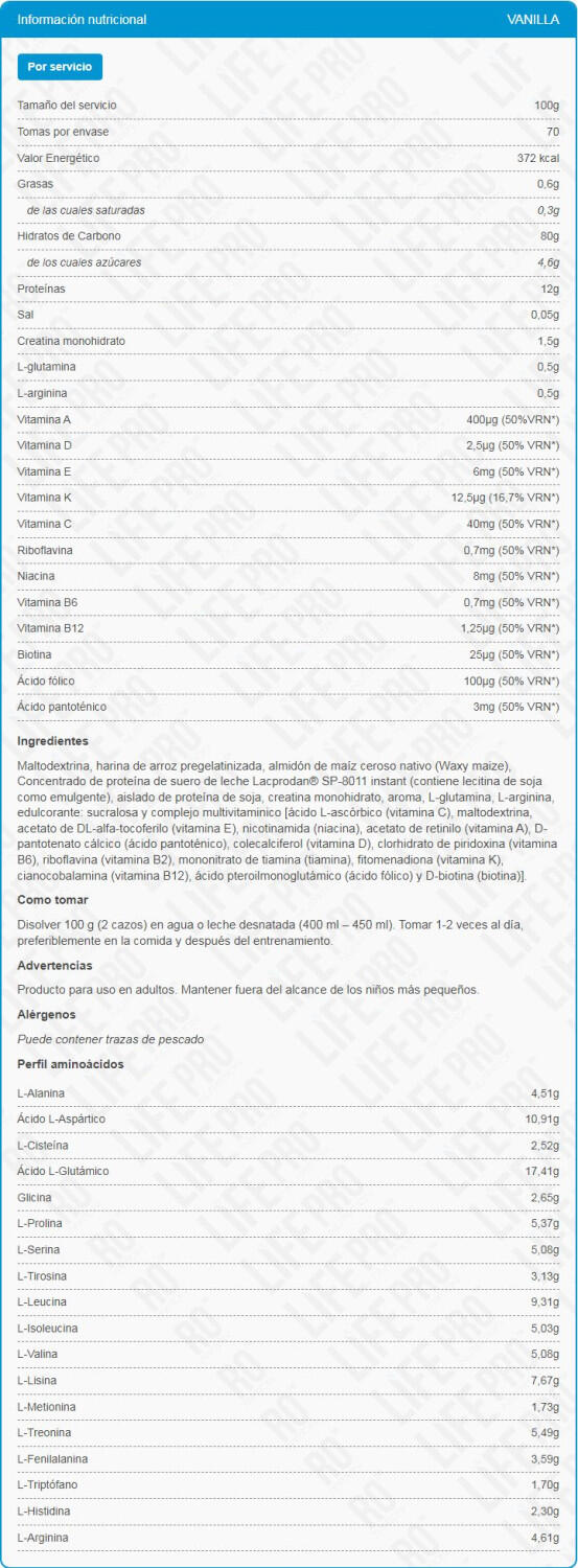 LIFE PRO TITAN 7KG GLUTEN FREE  - Completo Ganador de Masa Muscular 4/5