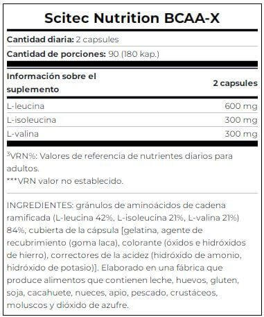 BCAA X - 180 Cápsulas Scitec Nutrition 4/5