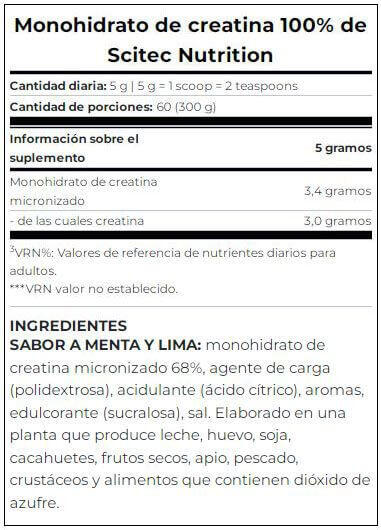Créatine Monohydrate - 300g Citron et menthe de Scitec Nutrition 2/2