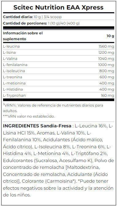 Acides aminés essentiels - EAA Xpress - Pastèque Fraise 400g 4/5