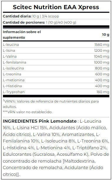 Eaa ? Aminoácidos Esenciales - Eaa Xpress (400g) - Limonada 5/6