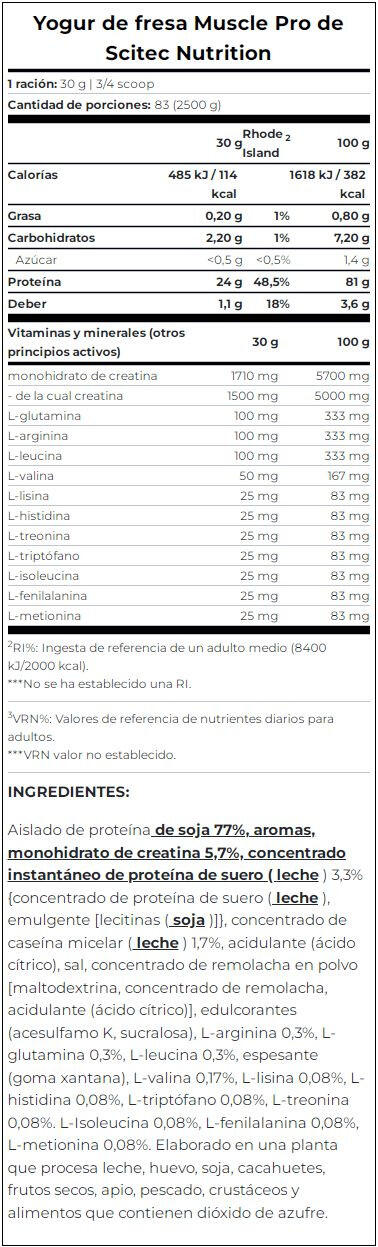 Proteine multi-fonte - Muscle Pro - Yogurt alla Fragola 2500g 4/5