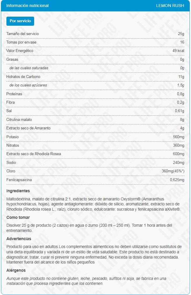 Bebida pre-entrenamiento Life Pro Wild Pump Non stimulant 400g 4/4