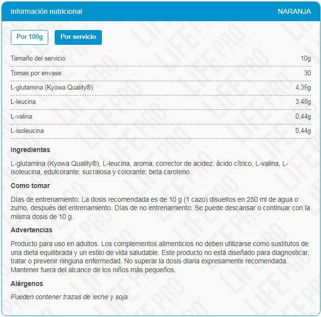 BCAA 8:1:1 + Glutamin - 300 g Orange LifePRO 5/6