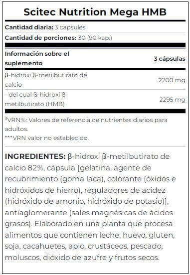 Mega HMB 900mg - 90 Cápsulas Scitec Nutrition 4/5