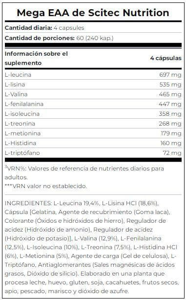 Mega EAA - 240 Cápsulas Scitec Nutrition 4/5