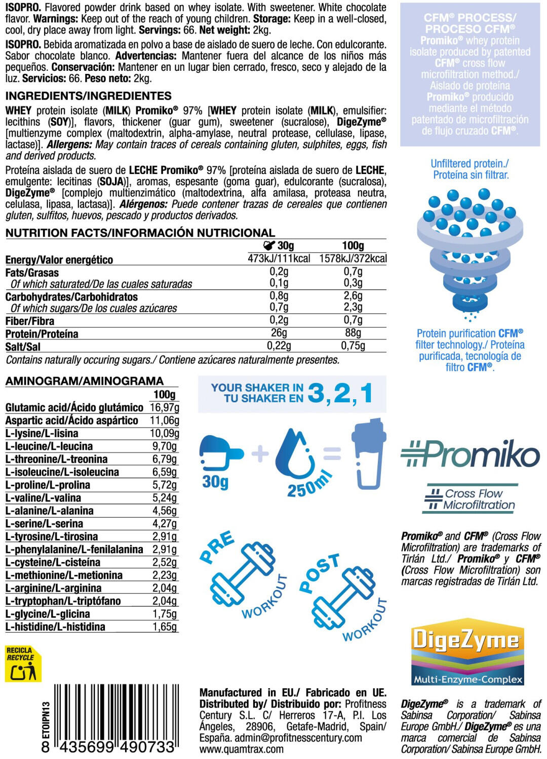Isopro - 2Kg Cioccolato Bianco Quamtrax 5/6