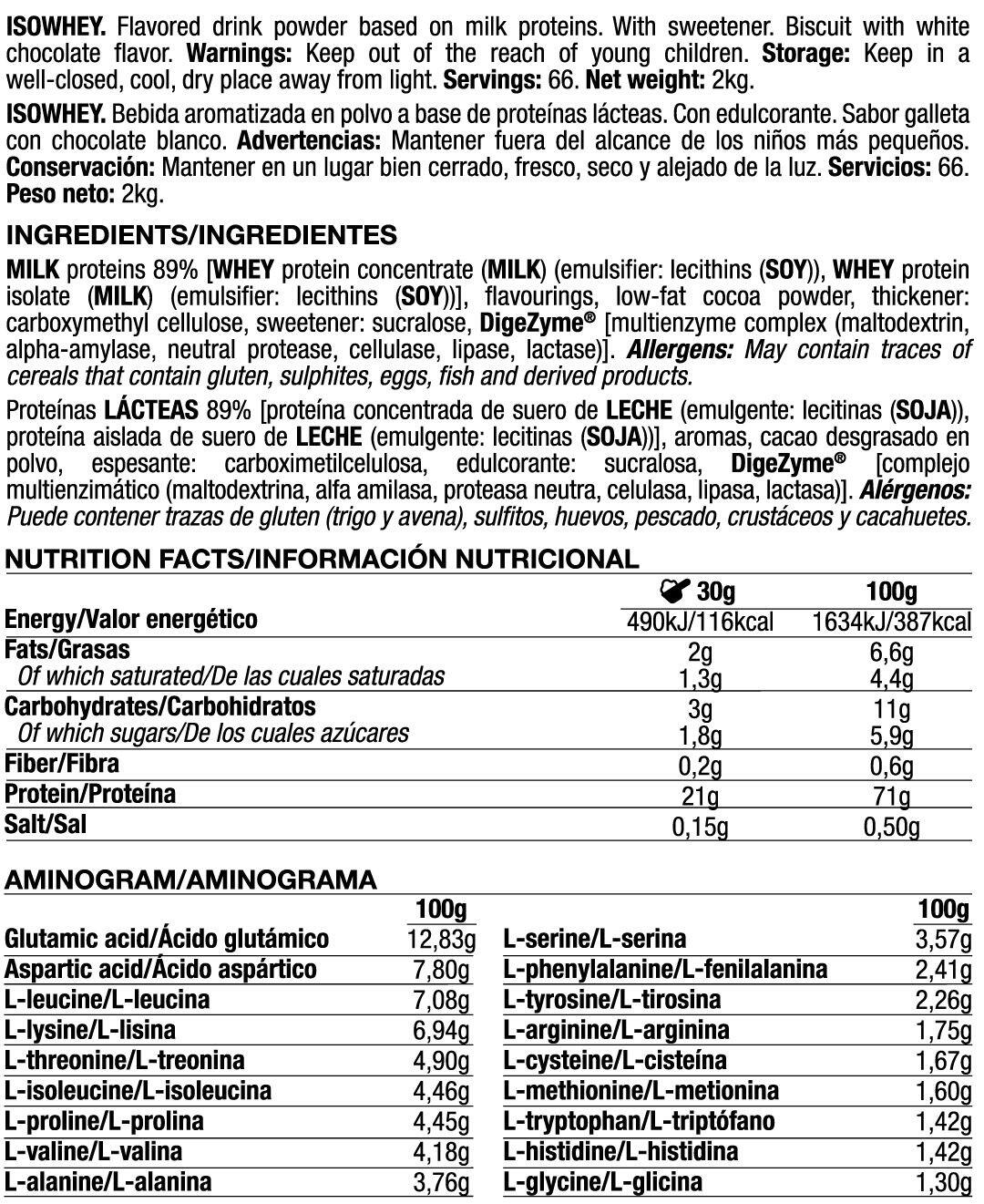 IsoWhey - 2Kg Chocolate Blanco con Choco Rings Quamtrax 2/3